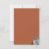 フローラテラコッタ秋ネイビーブルー結婚ラストボホ サンキューカード (裏面)