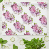 フローラテンプレートウォーターカラーアートピンクローズエレガント キッチンタオル (折り畳み)