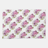 フローラテンプレートウォーターカラーアートピンクローズエレガント キッチンタオル (横)