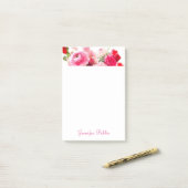 フローラテンプレート水カラーバラハンドスクリプト名 ポストイット (デスク上)