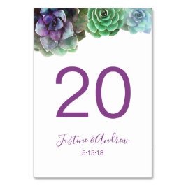 フローラテーブル番号water color succulents テーブルナンバー