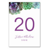 フローラテーブル番号water color succulents テーブルナンバー (裏面)