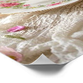 フローラテーブル，ティーカップ，ティアド・トレイのマカロン女王 ポスター (角)