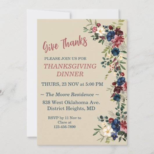 フローラテーマ感謝祭ディナカスタムー 招待状 (正面)