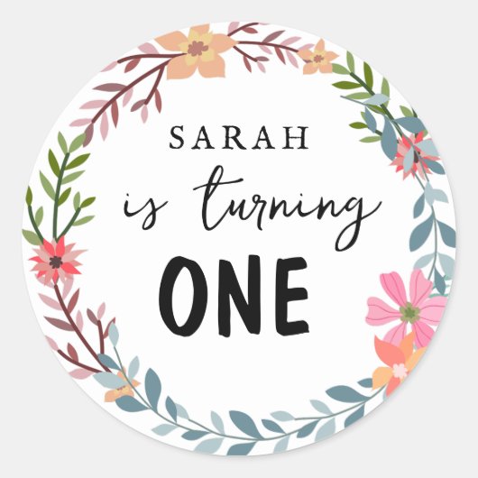 フローラテーマ誕生日パーティー ラウンドシール (正面)