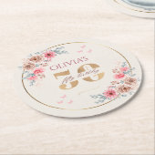 フローラテーマ50誕生日 ラウンドペーパーコースター (アングル)