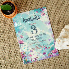 フローラテーマIカスタムフォトバースデーパーティー 招待状