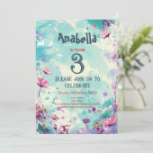 フローラテーマIカスタムフォトバースデーパーティー 招待状 (スタンド正面)
