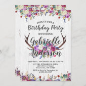 フローラディアアントラーシック誕生日パーティーの招待 招待状 (正面/裏面)