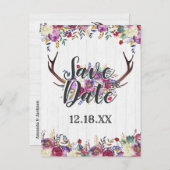 フローラディアアントラーブーケブルガンディ日付を保存 案内ポストカード (正面/裏面)