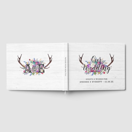 フローラディアアントラーブーケ素朴ス結婚モノグラム ゲストブック (全面)