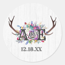 フローラディアアントラーブーケ素朴モノグラム結婚ズ ラウンドシール