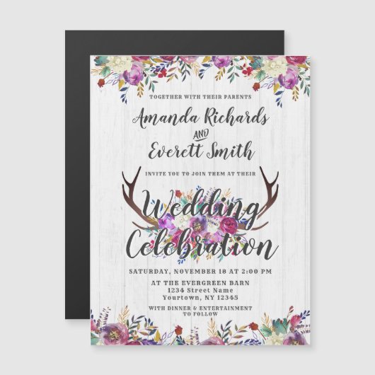 フローラディアアントラー磁気結婚式招待状 マグネット招待状 (正面/裏面)