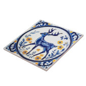 フローラディアブルー&ホワイトウッドランドフォークアニマルアート タイル (側面)