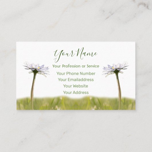 フローラデイジーの花を緑と白に！ 名刺 (裏面)