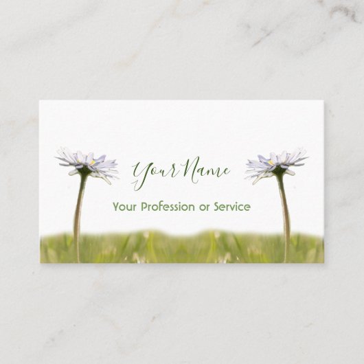 フローラデイジーの花を緑と白に！ 名刺 (正面)