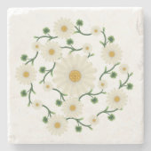 フローラデイジーパターン ストーンコースター (正面)