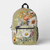 フローラデイジーブークスグリーンバックパック プリントバックパック (正面)