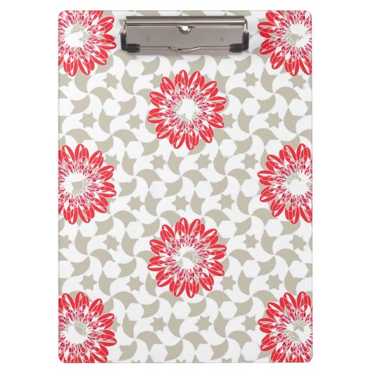 フローラデイジープリントオングレー花びら クリップボード (正面)