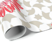 フローラデイジープリントオングレー花びら ラッピングペーパー (ロールコーナー)