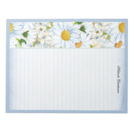 フローラデイジーヴィンテージほこりっぽいブルーパーソナライズされたライン ノートパッド