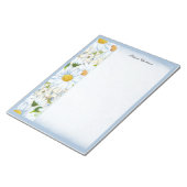 フローラデイジーヴィンテージほこりっぽい青い水色名 ノートパッド (アングル)