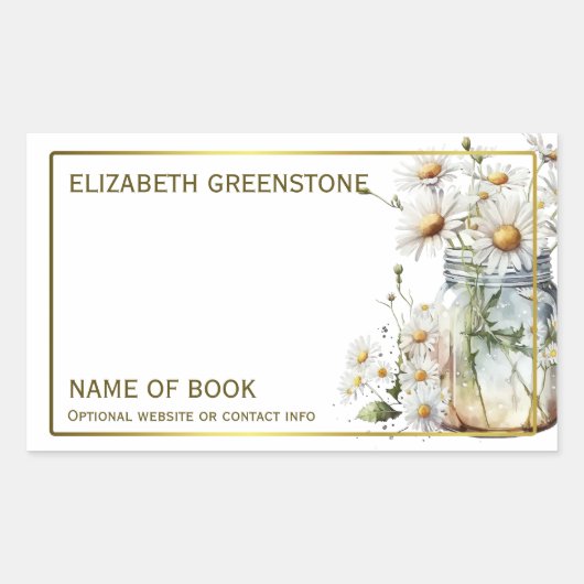 フローラデイジー作家署名蔵書票 長方形シール (正面)