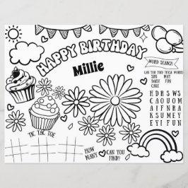 フローラデイジー誕生日色付けページ