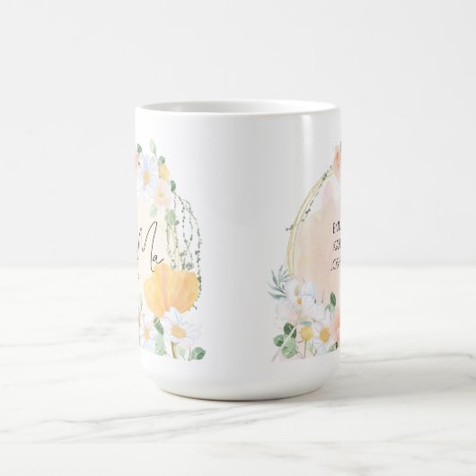 フローラデイジー&チューリップママママグ – ギフトパーソナライズされたズ コーヒーマグカップ (中央)