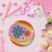 フローラデイドリームレトロフラワーパワー60s 70s ペーパープレート (パーティー)