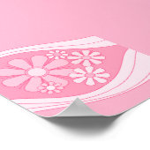 フローラデイドリームレトロ60sピンクパステルフラワーズ ポスター (角)