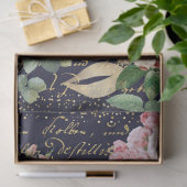 フローラデカップピンク花バラネイビーブルー金ゴールド 薄葉紙 (ギフト)