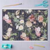 フローラデカップピンク花バラネイビーブルー金ゴールド 薄葉紙 (クラフト)