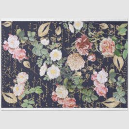 フローラデカップピンク花バラネイビーブルー金ゴールド 薄葉紙