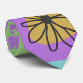 フローラデカールエスニックプリントグリーンパープルブラック2 ネクタイ (ロール)