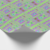 フローラデカールエスニックプリントグリーンパープルブラック ラッピングペーパー (角)