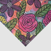 フローラデコップティッシュペーパーピンクパープルパターン 薄葉紙 (詳細)