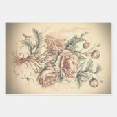 フローラデコップページ紙ラップセット – ヴィンテージスタイル ラッピングペーパーシート (正面2)