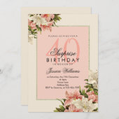 フローラデコレーションフェミニンサプライズ誕生日 招待状 (正面/裏面)