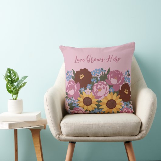 フローラデコール愛ここに成長 – 牡丹ひまわり クッション (椅子)