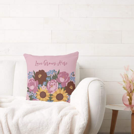 フローラデコール愛ここに成長 – 牡丹ひまわり クッション (ソファ)