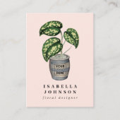 フローラデザイナーロゴピンクQRコードソーシャルメディア 名刺 (正面)