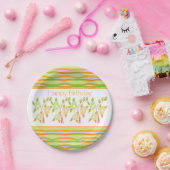 フローラデザインとオレンジ ペーパープレート (パーティー)