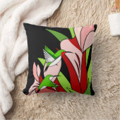 フローラデザインとハミングバーズオンブラック クッション (ブランケット)