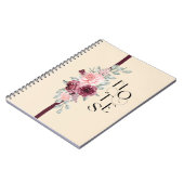 フローラデザインとリボンのピンクと黒 ノートブック (左側)