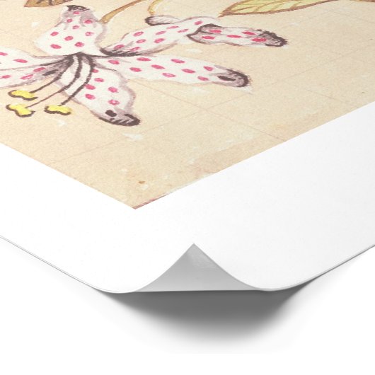 フローラデザインと牡丹、ユリとSのためのバラ ポスター (角)