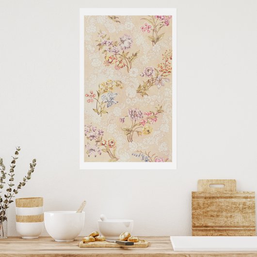 フローラデザインと牡丹、ユリとSのためのバラ ポスター (キッチン)