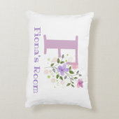 フローラデザインの名前とイニシャル。かわいらし アクセントクッション (裏面(縦))