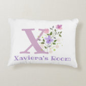 フローラデザインの名前とイニシャル。かわいらし アクセントクッション (裏面)