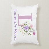 フローラデザインの名前とイニシャル。かわいらし アクセントクッション (正面(垂直))